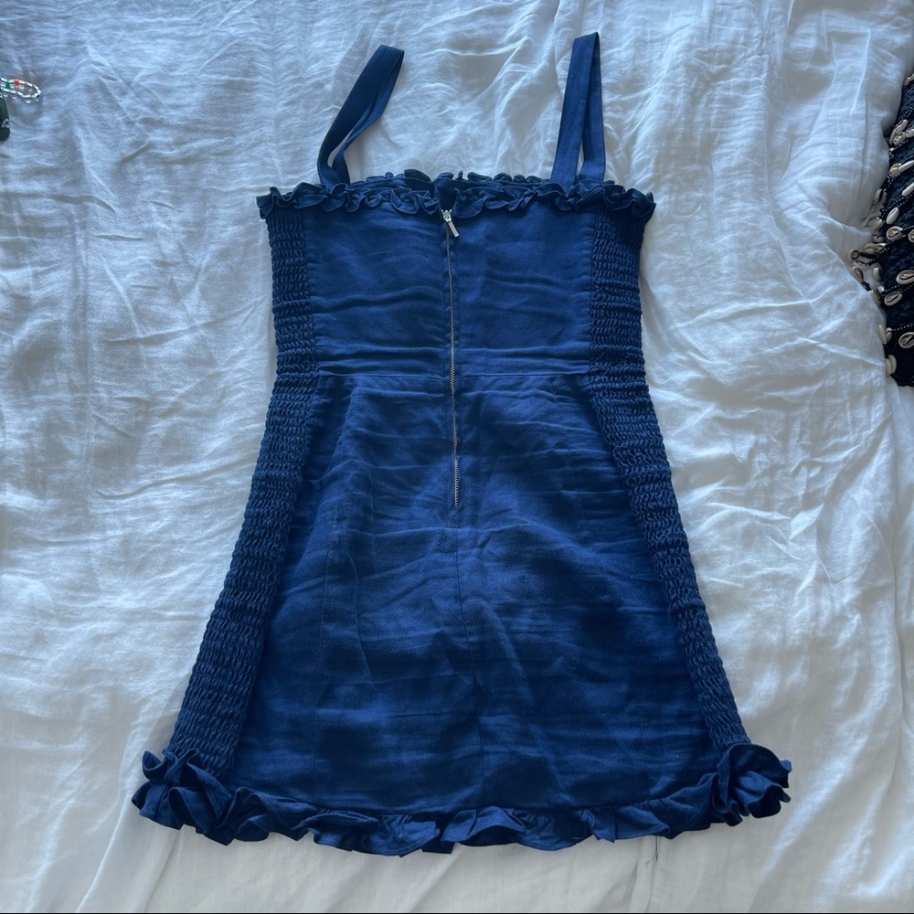 Reformation Navy Linen Dress Size 6 - Picture 5 of 8